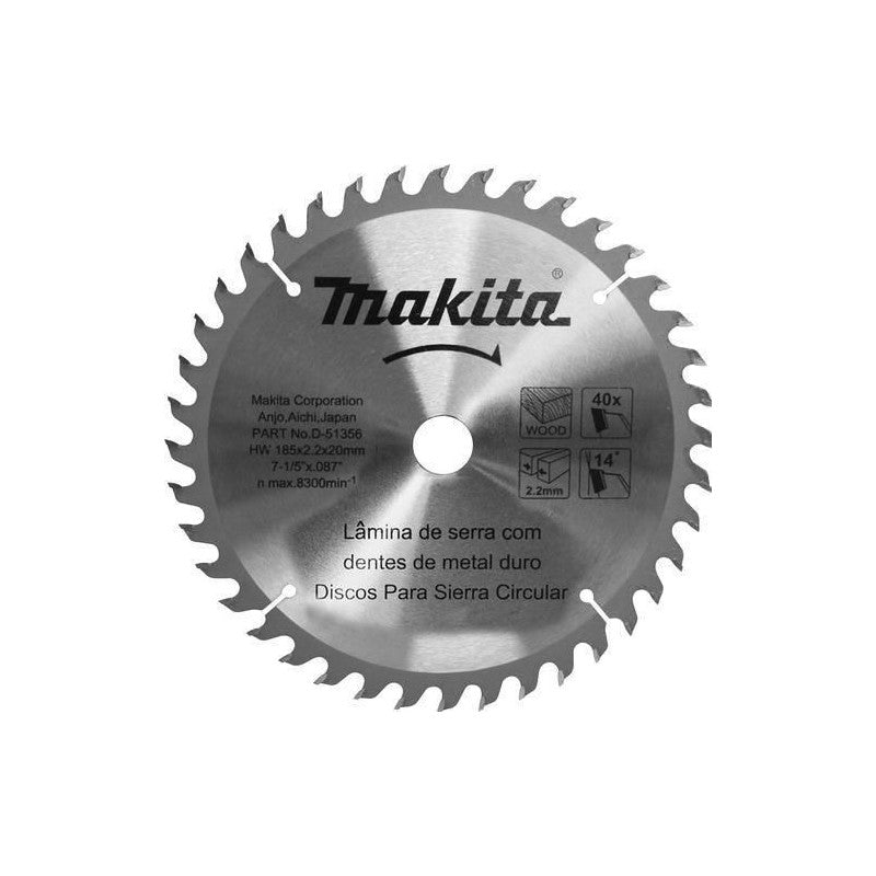 DISCO DE SIERRA CIRCULAR MAKITA 7.1-4*40D P-MADERA D-51356