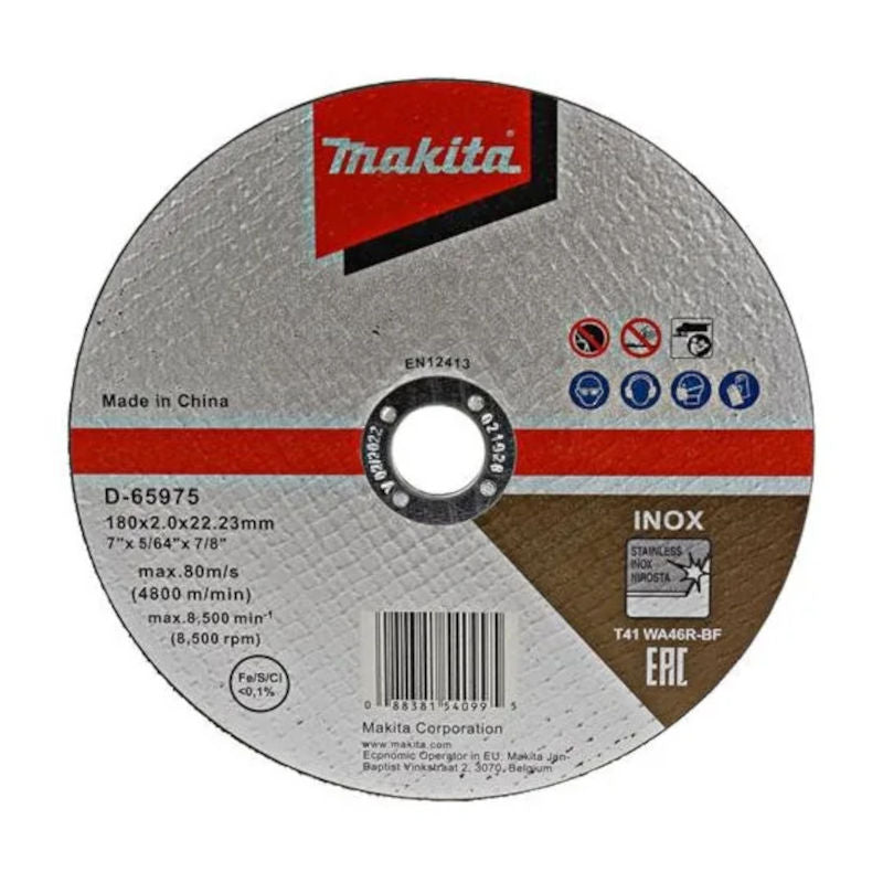 DISCO CORTE ACERO INOX MAKITA 7*2MM*7-8 WA46R D-65975