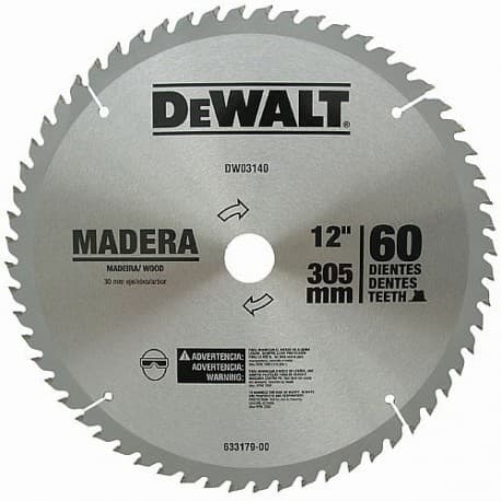 DISCO CIRCULAR MADERA 12 * 60 DIENTES DEWALT 3125