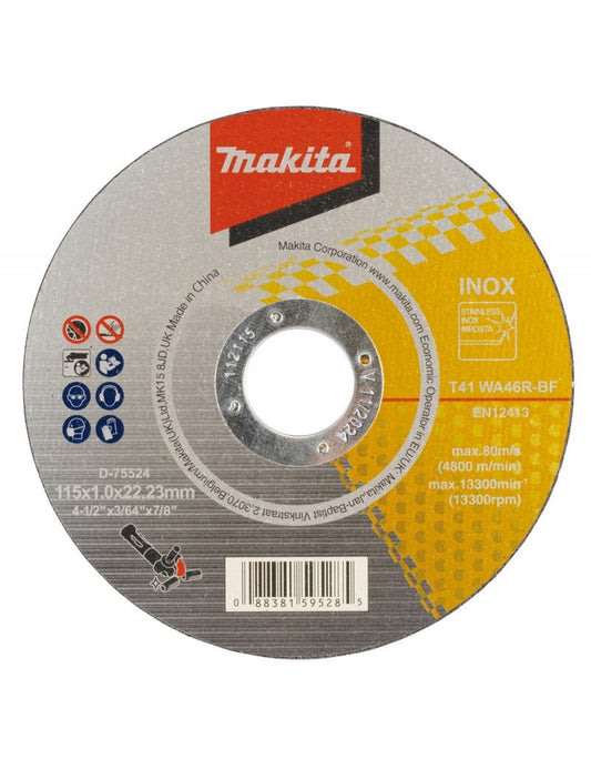 DISCO CORTE ACERO INOX MAKITA 4.1-2*1MM*7-8 WA46 D-75524